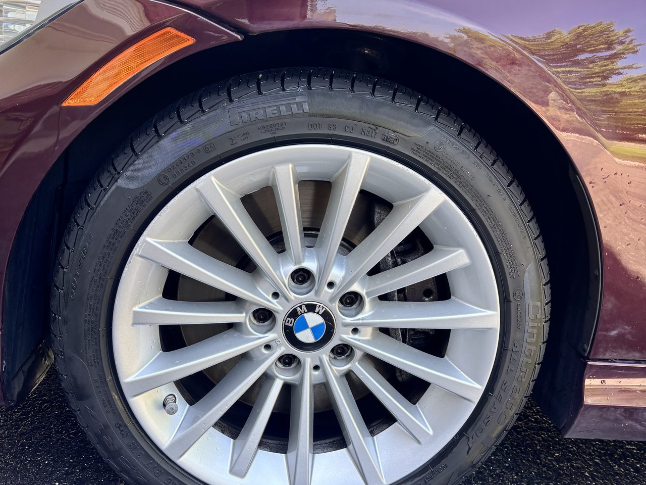 Car wheel and tire after detailing in North Jersey
